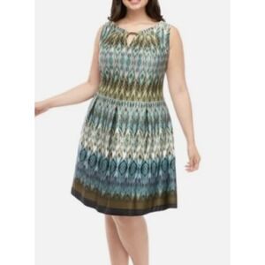 Gabby Skye Dress‎ Women Size 4 Blue Geometric Print Sleeveless Fit Flare